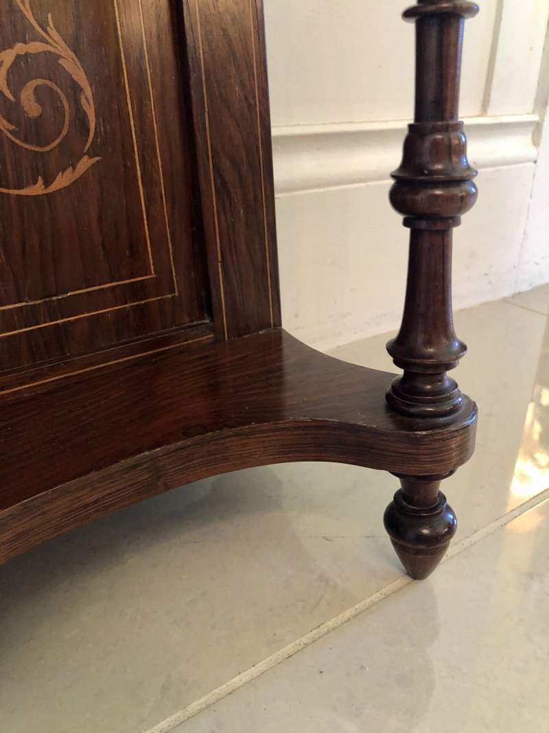 Antique Edwardian Inlaid Rosewood Overmantel Mirror - Image 8